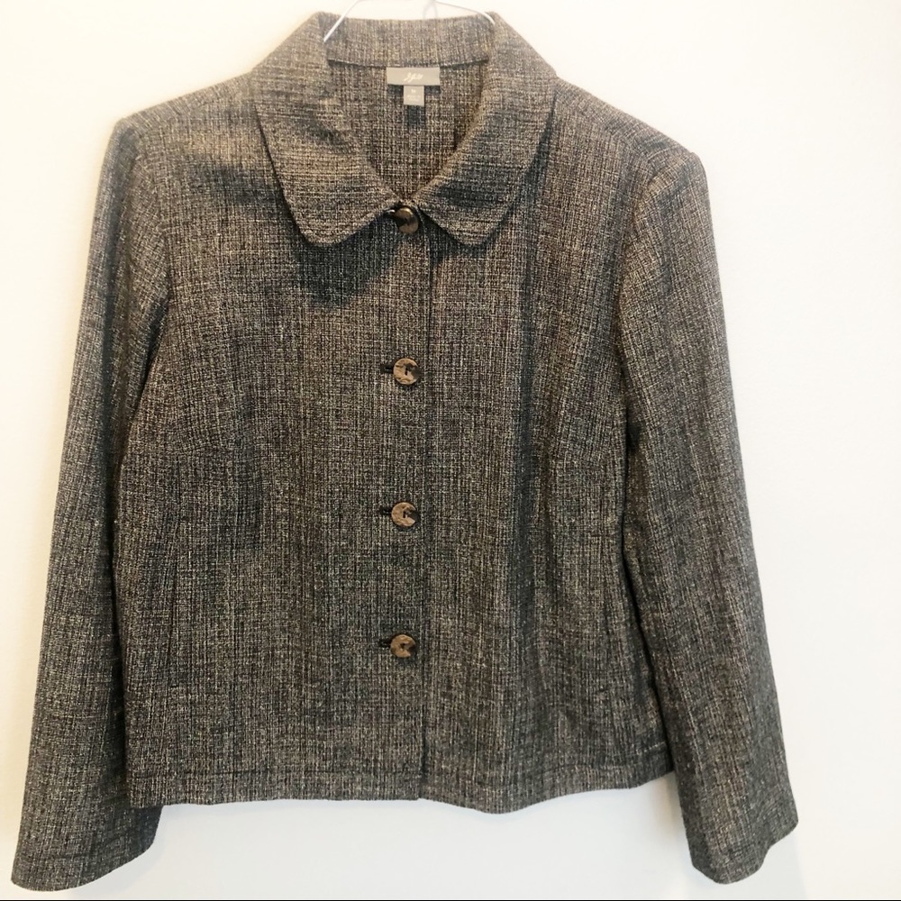 J. Jill Linen Blend Button Front Jacket Size Medium